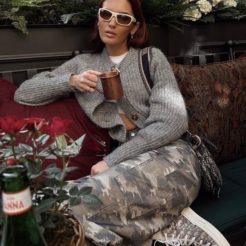 NA-KD Women Grey Camo Wide Leg Cargo Carpenter Pants Size EU 40 1100-006571-0168 - Picture 10 of 11